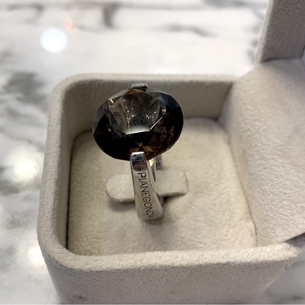 Pianegonda smoky quartz luxury Italian silver statement ring 7 - Picture 3 of 5